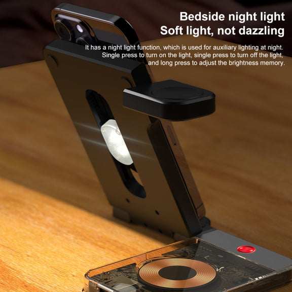 U17 15W 5 in 1 Folding Magnetic Wireless Charger with Night Light (White)