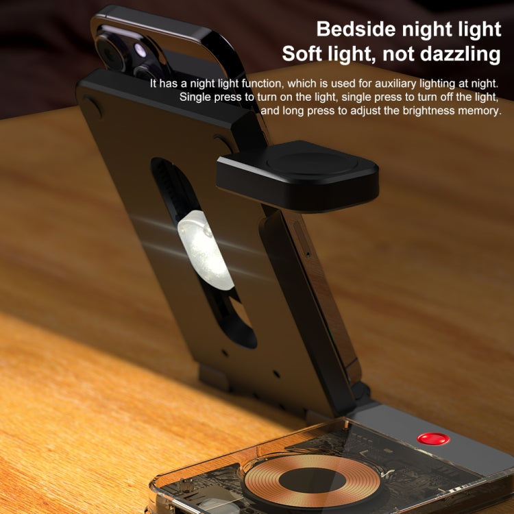U17 15W 5 in 1 Folding Magnetic Wireless Charger with Night Light (White)