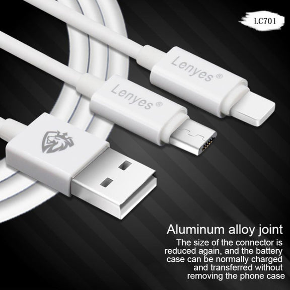 Lenyes LC701 1m 2.4A Output USB to 8 Pin PVC Data Sync Fast Charging Cable