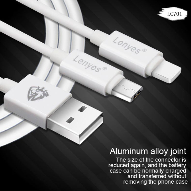 Lenyes LC701 1m 2.4A Output USB to 8 Pin PVC Data Sync Fast Charging Cable