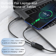 Yesido CA88 2 in 1 USB-C / Type-C to USB-C / Type-C Fast Charging Cable, Length: 1.2m