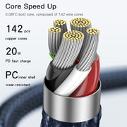 Yesido CA95 3A 20W USB-C / Type-C to 8 Pin Fast Charging Cable, Length: 1.2m
