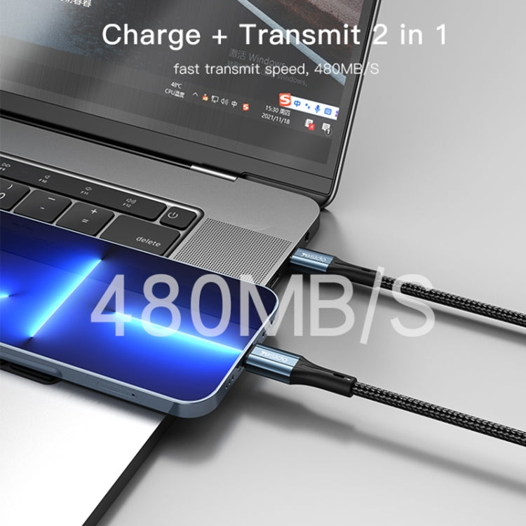 Yesido CA95 3A 20W USB-C / Type-C to 8 Pin Fast Charging Cable, Length: 1.2m