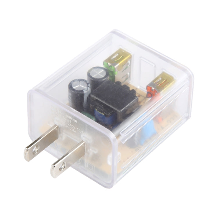 64-22 2A Dual USB Transparent Charger, specification: US Plug