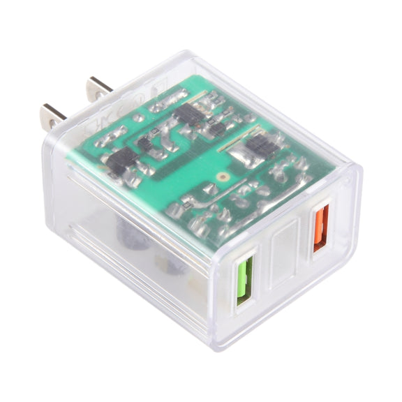 64-22 2A Dual USB Transparent Charger, specification: US Plug
