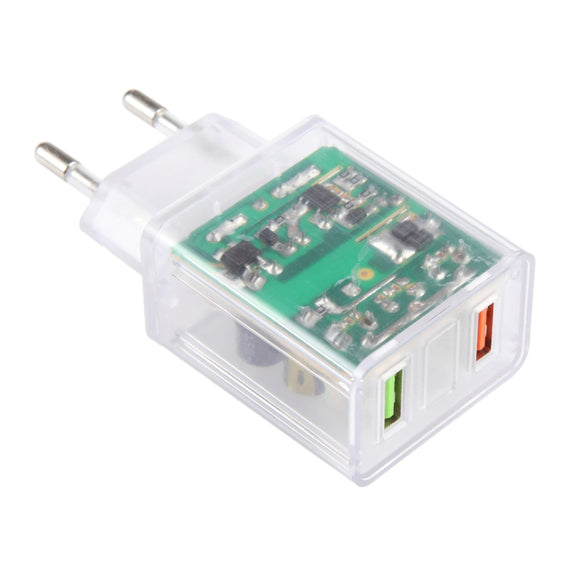 64-22 2A Dual USB Transparent Charger, specification: EU Plug
