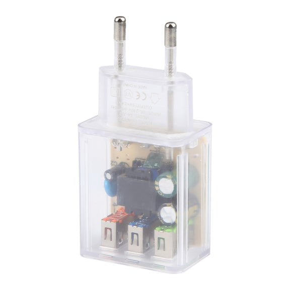 64-222 2A Three USB Transparent Charger, specification: EU Plug