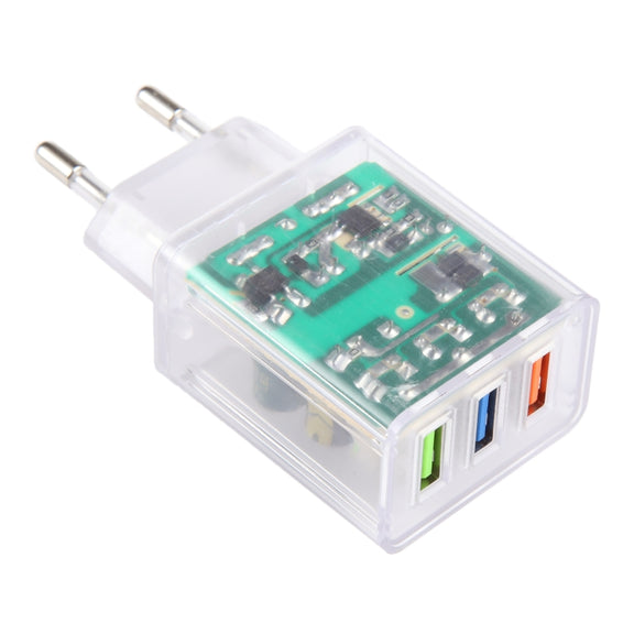 64-222 2A Three USB Transparent Charger, specification: EU Plug