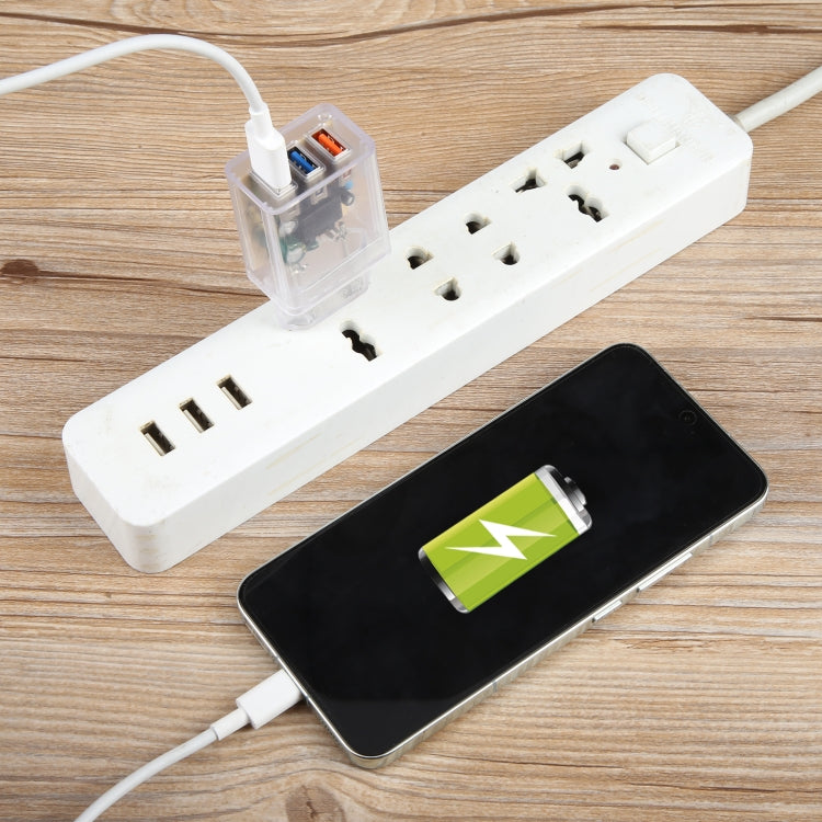 64-222 2A Three USB Transparent Charger, specification: EU Plug