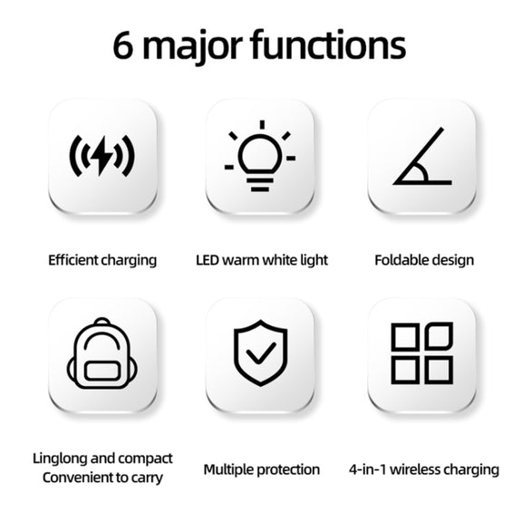 C16 15W 4 in 1 Multifunctional Foldable Magnetic Wireless Charger (Black)