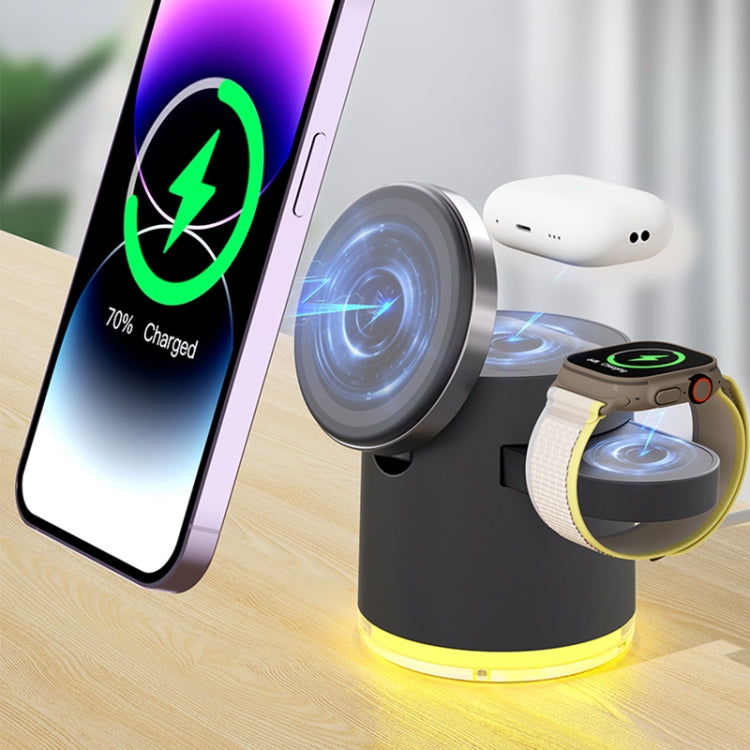 C16 15W 4 in 1 Multifunctional Foldable Magnetic Wireless Charger (Black)