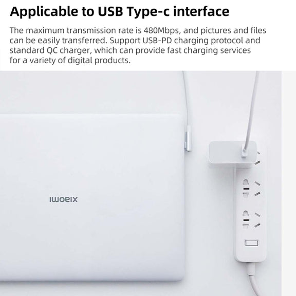 Original Xiaomi 6A USB to USB-C / Type-C 90 Degree Elbow Fast Charging Data Cable, Length: 1.5m