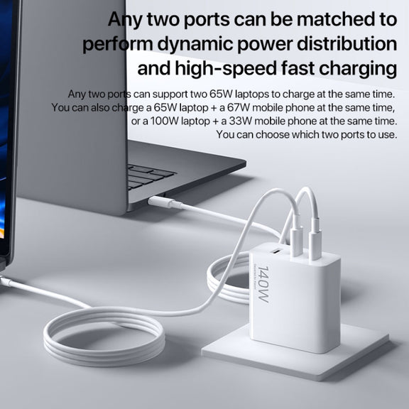 Original Xiaomi 140W 1 x USB + 2 x USB-C / Type-C Three Ports GaN Fast Charger Set, US Plug