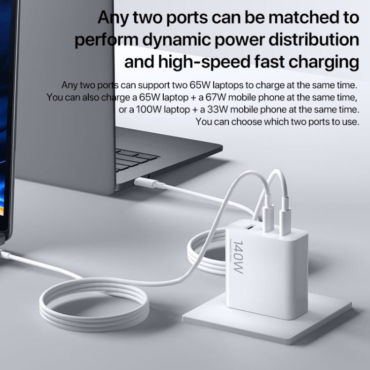 Original Xiaomi 140W 1 x USB + 2 x USB-C / Type-C Three Ports GaN Fast Charger Set, US Plug