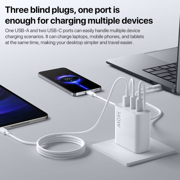 Original Xiaomi 140W 1 x USB + 2 x USB-C / Type-C Three Ports GaN Fast Charger Set, US Plug