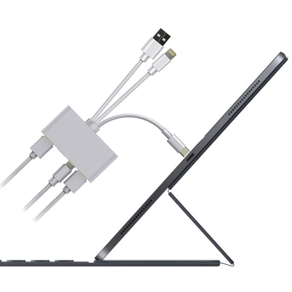 NK-1032 Pro 5 in 1 8 Pin + Type-C / USB-C + USB + TF Card + SD Card Multi-function Camera Reader Adapter