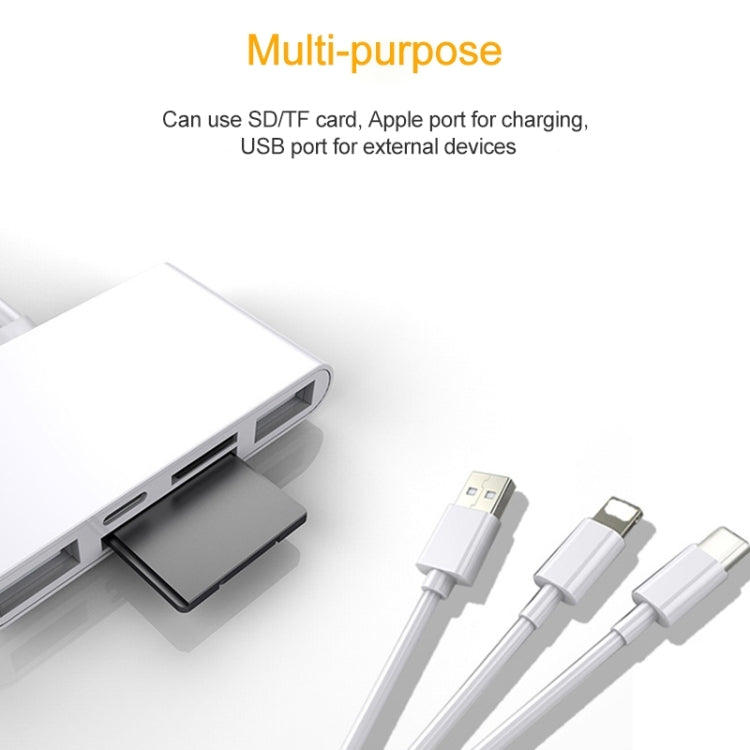 NK-1032 Pro 5 in 1 8 Pin + Type-C / USB-C + USB + TF Card + SD Card Multi-function Camera Reader Adapter