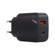 LZ-819A+C QC3.0 USB + PD 18W USB-C / Type-C Interfaces Travel Charger with Indicator Light, EU Plug (Black) - free shipping - PMC TechLife - Order now!