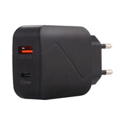 LZ-819A+C QC3.0 USB + PD 18W USB-C / Type-C Interfaces Travel Charger with Indicator Light, EU Plug (Black)