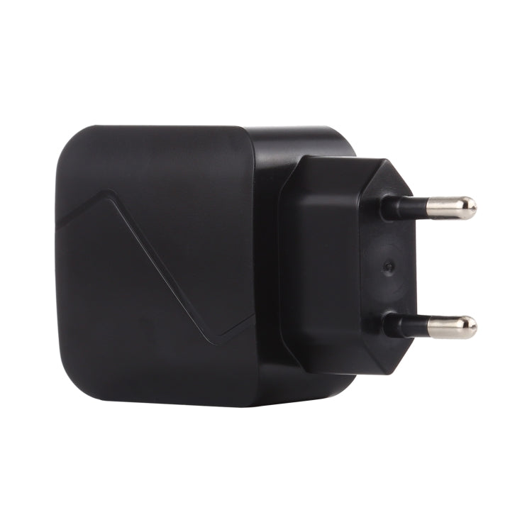 LZ-819A+C QC3.0 USB + PD 18W USB-C / Type-C Interfaces Travel Charger with Indicator Light, EU Plug (Black)