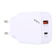 LZ-819A+C QC3.0 USB + PD 18W USB-C / Type-C Interfaces Travel Charger with Indicator Light, EU Plug (White) - free shipping - PMC TechLife - Order now!