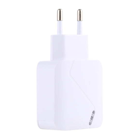 LZ-819A+C QC3.0 USB + PD 18W USB-C / Type-C Interfaces Travel Charger with Indicator Light, EU Plug (White)