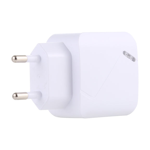 LZ-819A+C QC3.0 USB + PD 18W USB-C / Type-C Interfaces Travel Charger with Indicator Light, EU Plug (White)