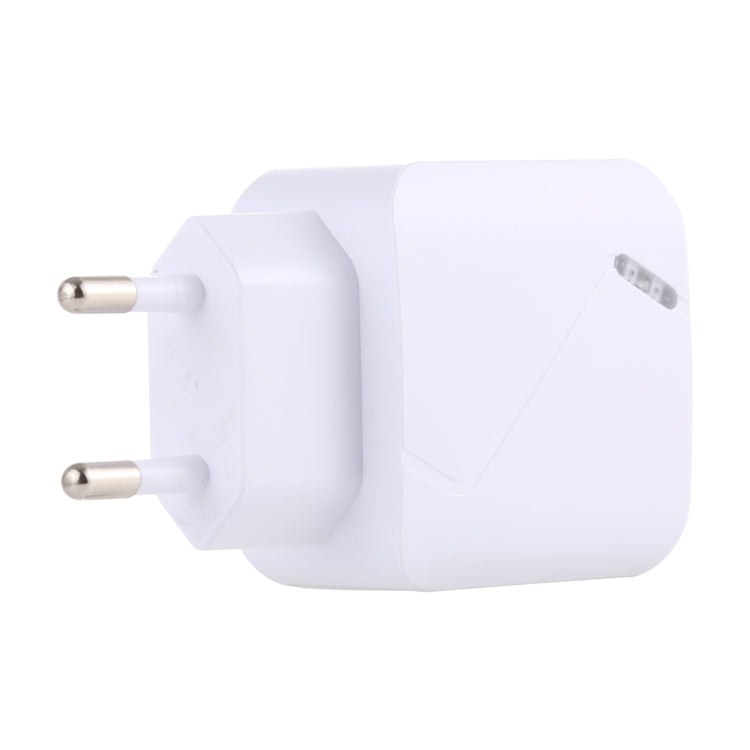 LZ-819A+C QC3.0 USB + PD 18W USB-C / Type-C Interfaces Travel Charger with Indicator Light, EU Plug (White)