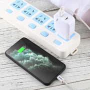 LZ-819A+C QC3.0 USB + PD 18W USB-C / Type-C Interfaces Travel Charger with Indicator Light, EU Plug (White)