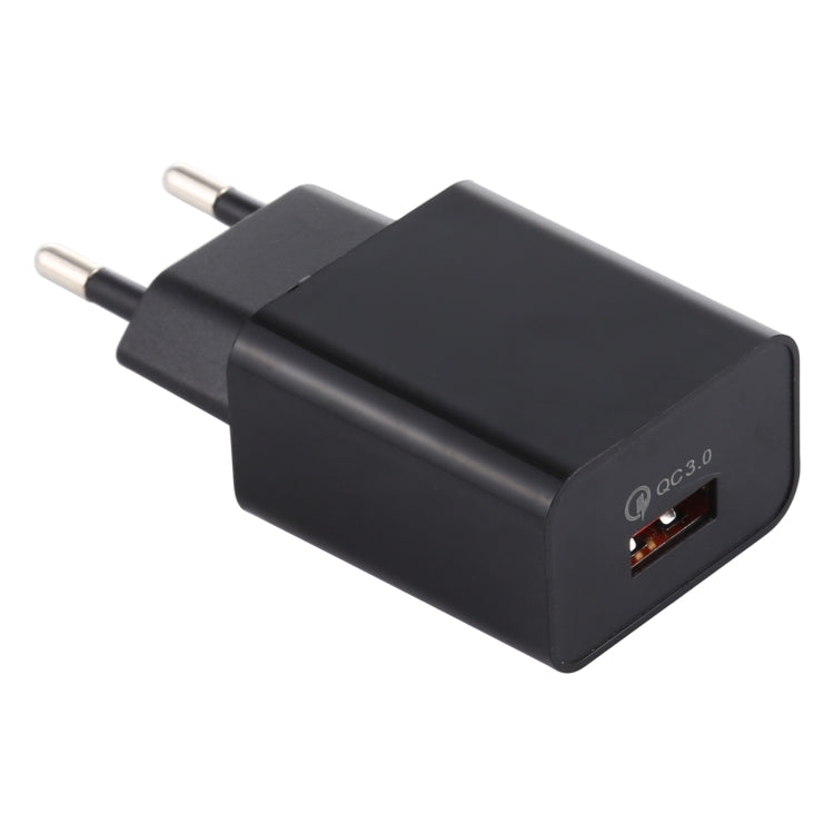 LZ-706 QC3.0 Single USB Port Travel Charger, EU Plug (Black)