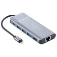 6 in 1 USB 2.0 x 3 + HDMI + RJ45 + 8 Pin Female Charging Port to 8 Pin Male Multi-function Dock Station Adapter - Converter & Adapter by PMC TechLife | Online Shopping South Africa | PMC TechLife | Buy Now Pay Later Mobicred
