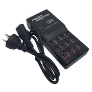 W-858 12A 12 Ports USB Fast Charging Dock Desktop Smart Charger AC100-240V, AU Plug (Black)