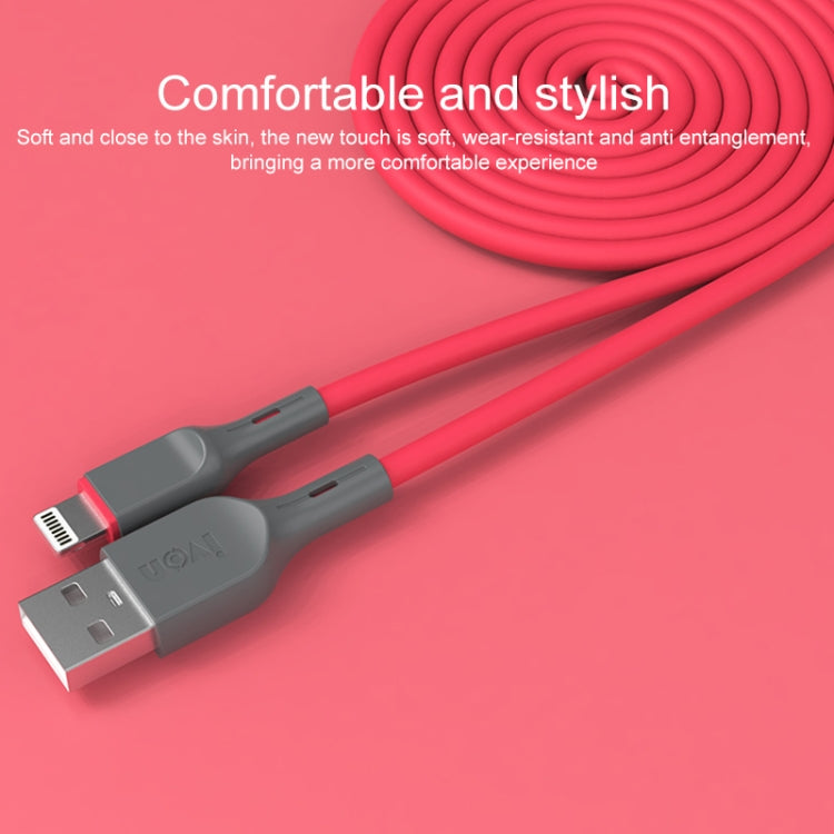 IVON CA78 2.4A 8 Pin Fast Charging Data Cable, Length: 1m (Red)