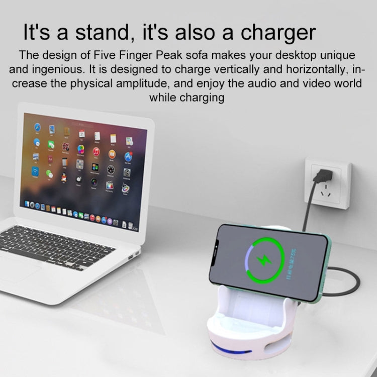 V8 15W Five-finger Sofa Phone Magnetic Suction Wireless Charger Stand (White)