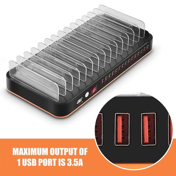 WLX-815 100W 15 Ports USB Fast Charging Dock Smart Charger with Phone & Tablet Holder, EU Plug