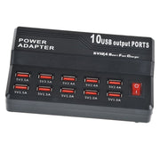 W-838 60W 10 Ports USB Fast Charging Dock Desktop Smart Charger AC100-240V, US Plug (Black)