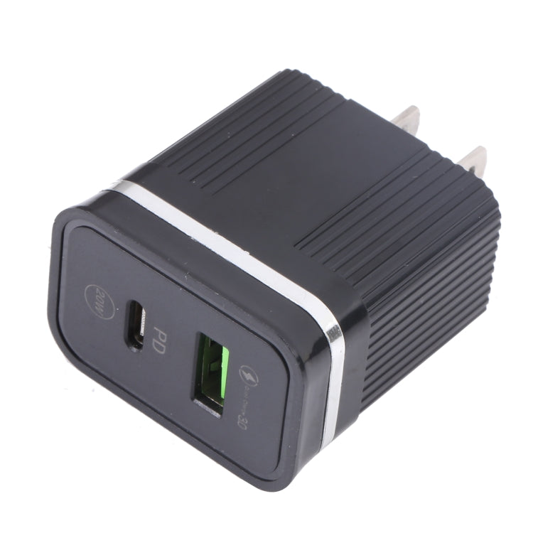 46-A2C2 20W PD + QC3.0 USB Multifunction Fast Charger,US Plug(Black)