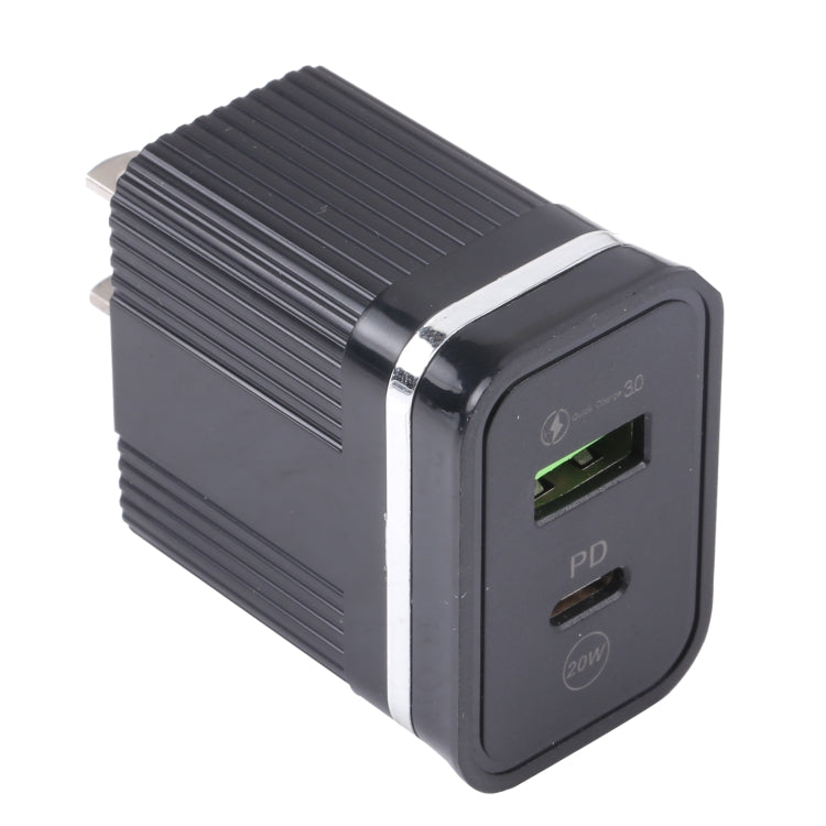 46-A2C2 20W PD + QC3.0 USB Multifunction Fast Charger,US Plug(Black)