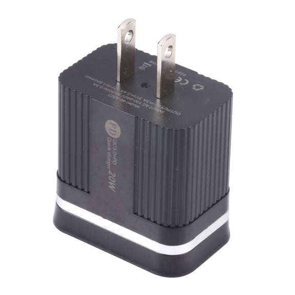 46-A2C2 20W PD + QC3.0 USB Multifunction Fast Charger,US Plug(Black)