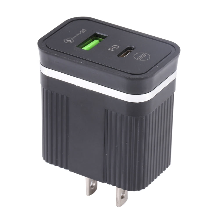 46-A2C2 20W PD + QC3.0 USB Multifunction Fast Charger,US Plug(Black)