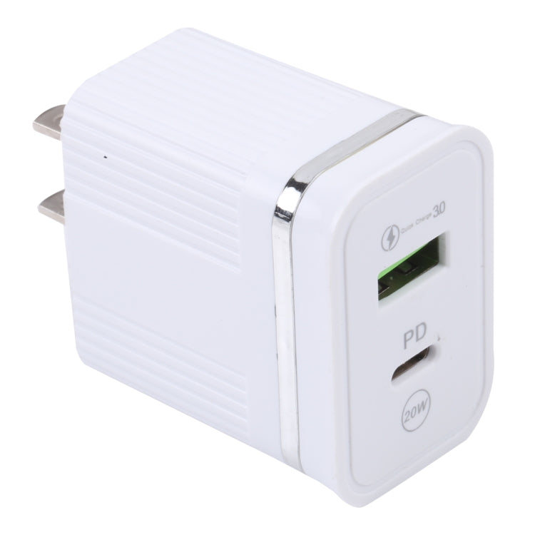 46-A2C2 20W PD + QC3.0 USB Multifunction Fast Charger,US Plug(White)
