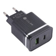 46-A2C2 20W PD + QC3.0 USB Multifunction Fast Charger，EU Plug(Black) - USB Charger by PMC TechLife | Online Shopping South Africa | PMC TechLife | Buy Now Pay Later Mobicred