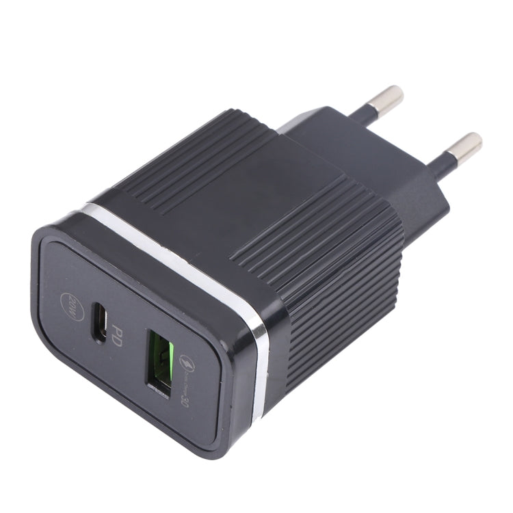 46-A2C2 20W PD + QC3.0 USB Multifunction Fast Charger，EU Plug(Black)