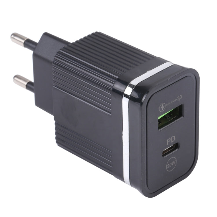 46-A2C2 20W PD + QC3.0 USB Multifunction Fast Charger，EU Plug(Black)