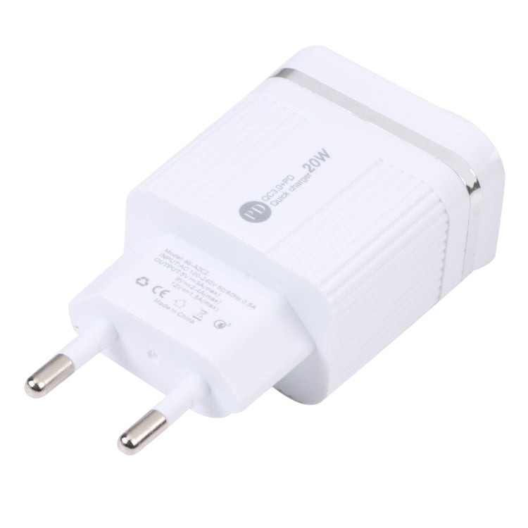 46-A2C2 20W PD + QC3.0 USB Multifunction Fast Charger，EU Plug(White)