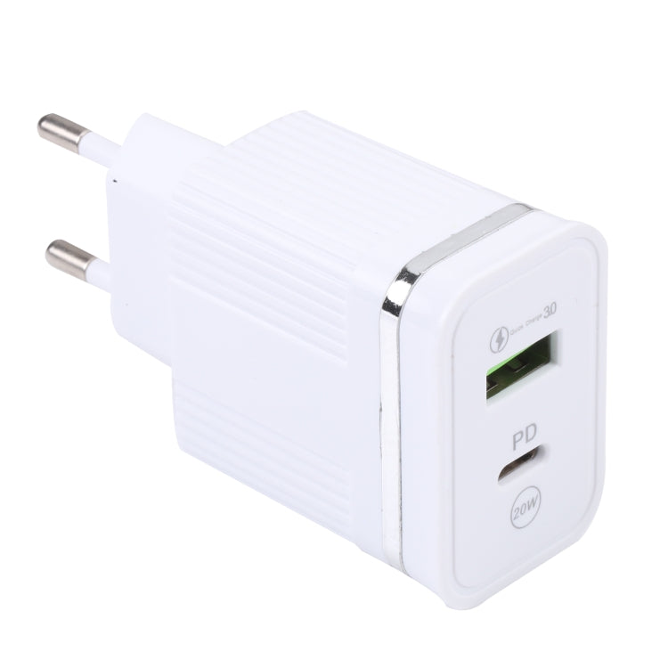 46-A2C2 20W PD + QC3.0 USB Multifunction Fast Charger，EU Plug(White)