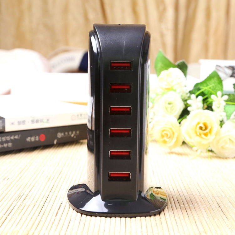853L 30W 6 Ports USB Fast Charging Dock Smart Charger AC100-240V (Black)