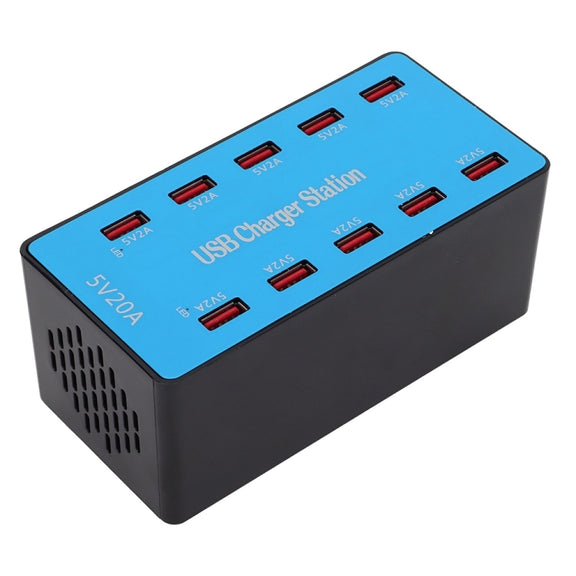 A5B 100W 10 Ports USB Smart Charging Station with Indicator Light, EU Plug