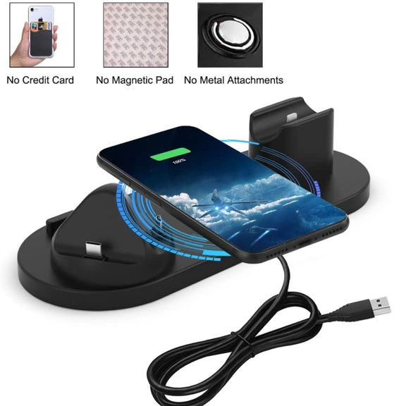 HQ-UD15-upgraded 6 in 1 Wireless Charger For iPhone, Apple Watch, AirPods and Other Android Phones(Black)