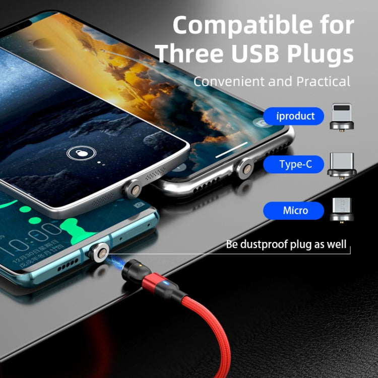 1m 3A Output 3 in 1 USB to 8 Pin + USB-C / Type-C + Micro USB 540 Degree Rotating Magnetic Data Sync Charging Cable(Red)